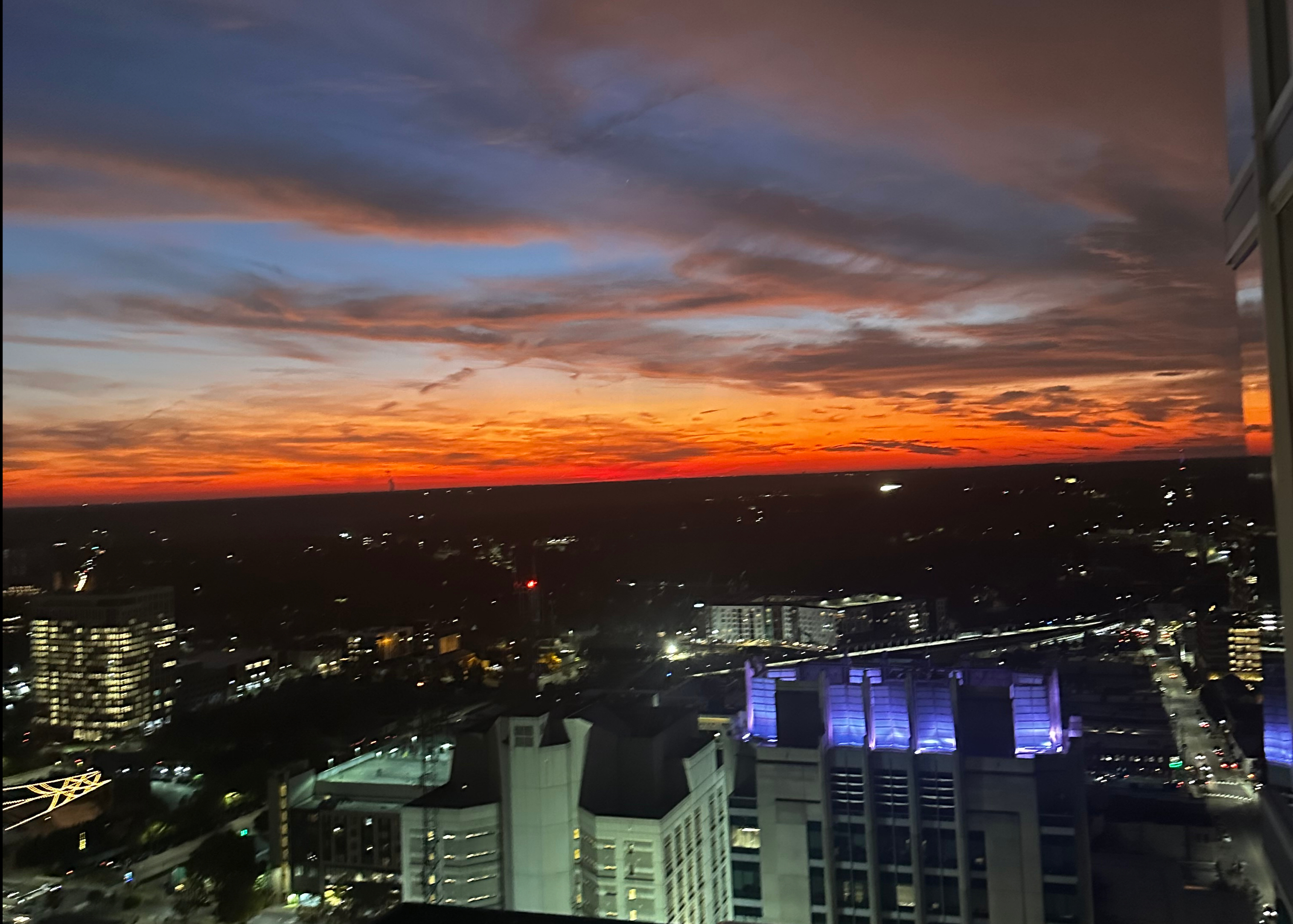 The Raleigh skyline at night
